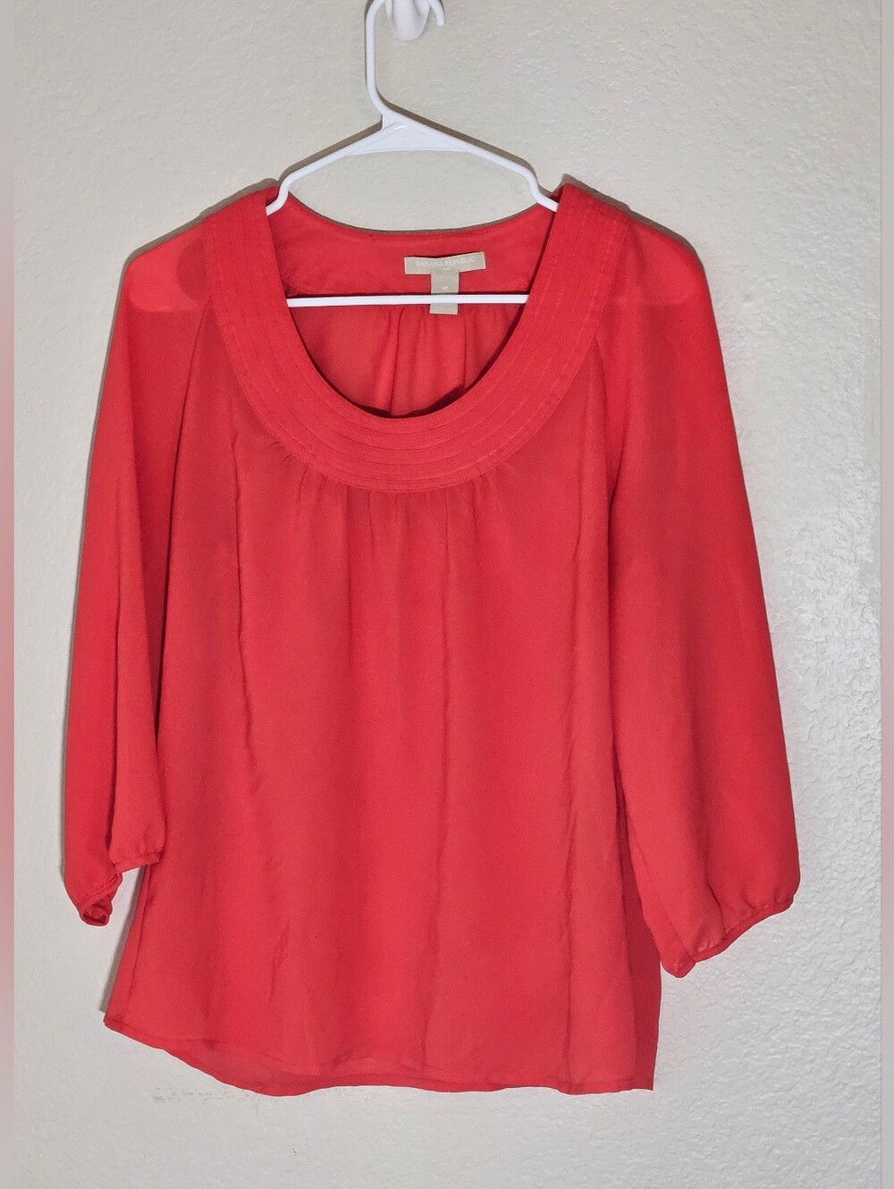 Banana Republic Coral Pink 3/4 Sleeve Chiffon Blouse - Size M